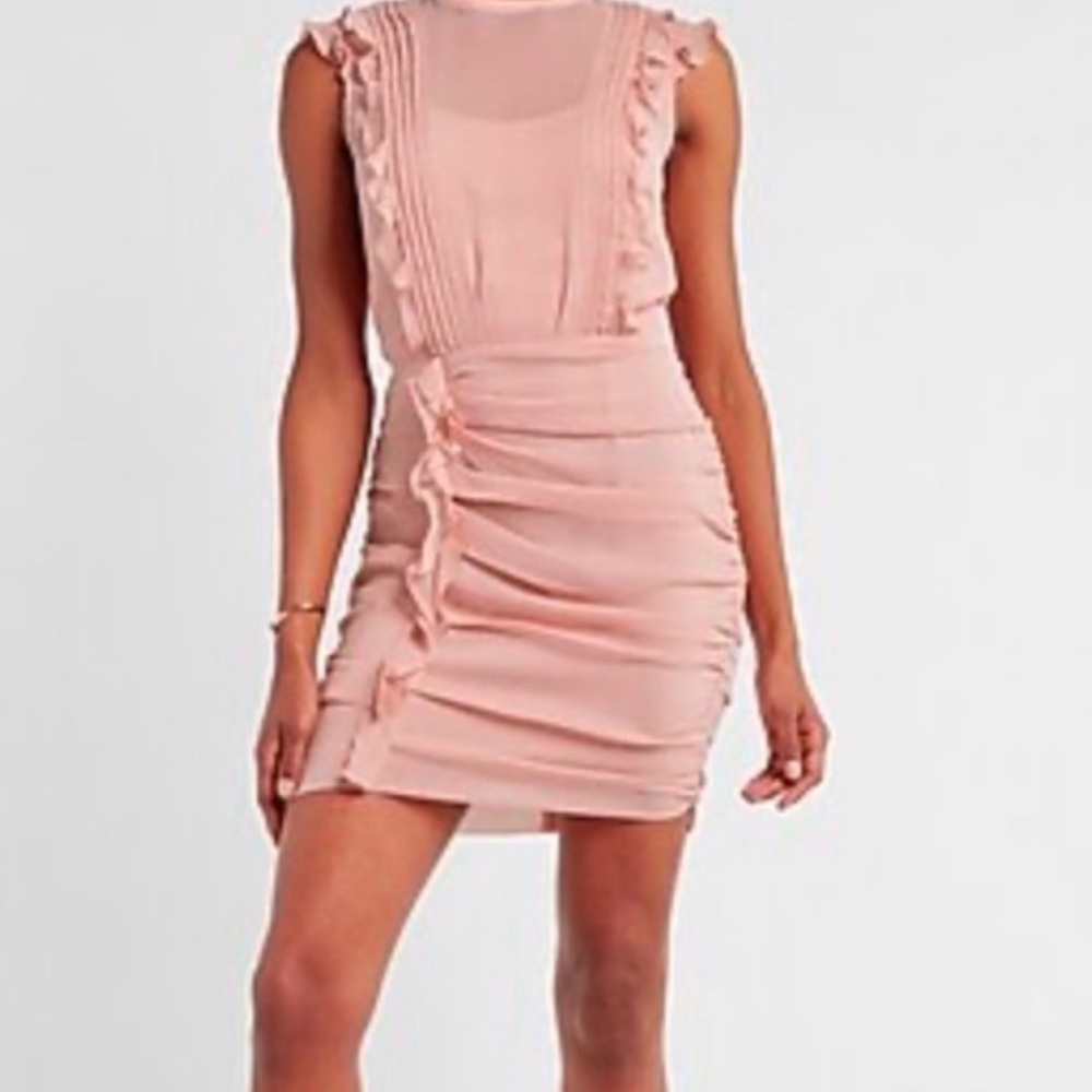 Express Blush Ruffle Mini Dress
